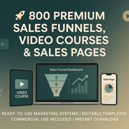 800 PREMIUM Sales Funnels, Video Courses & Sales Pages